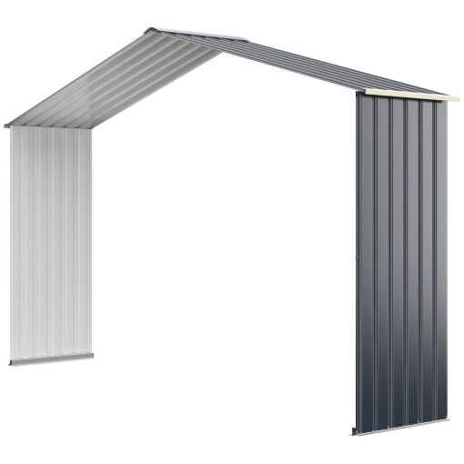 Abri de Jardin en Métal & Extension 10.85㎡ avec 2 Portes Coulissantes Verrouillables 4 Trous d’Aération Gris pour Vélo - Image 7