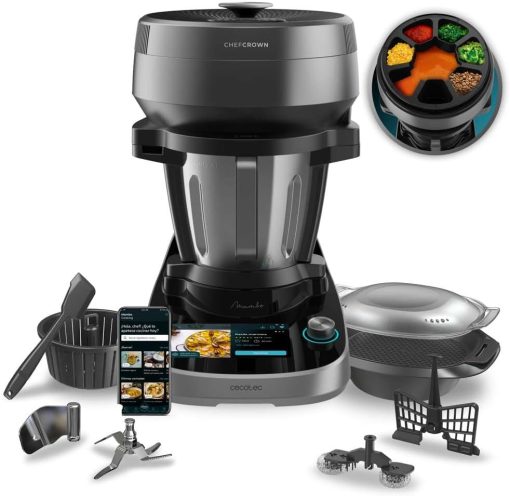 Cecotec Robot de Cuisine Mambo Black. 23 Fonctions, 10 Niveaux de Température, 1700W, 2,5 kg de Pate, Cruche de 3,3L, 10 Vitesses, Minuterie, Température Réglable de 37 °C à 120 °C - Image 6