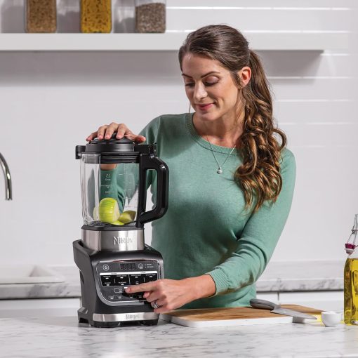 Ninja Foodi Blender & Soup, 10 Auto-iQ Programs, 1.7L Glass, Hot and Cold Mixer, Built-in Heating Element, Cleaning Programme and Brush, 1000W, Black HB150EU - Image 7