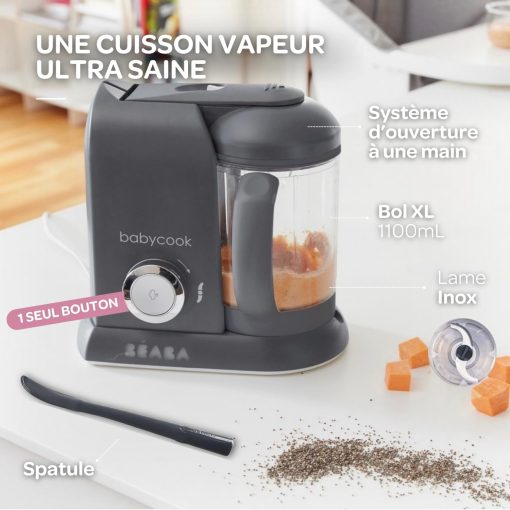 BéABA, Babycook Solo, Robot Bébé 4 en 1 Mixeur-Cuiseur, Cuisson Vapeur, Diversification alimentaire, Petits pots bébé maison, Noir - Image 14