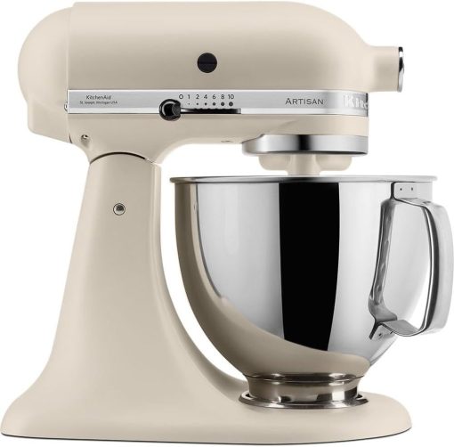 KitchenAid Robot Patissier I Artisan I Robot cuisine multifonctions à tête inclinable I Avec 4 accessoires I Bol de 4,8L | Crème - Image 3