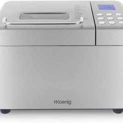 H.Koenig BAKE440 Bread Machine, 15 Programmes, 3 Bread Sizes, Up to 1 kg of Bread, Start Preselection/Keep Warm Function, Cereal Dispenser, Removable Container, Non-Stick Coating, LCD Display, 600 W