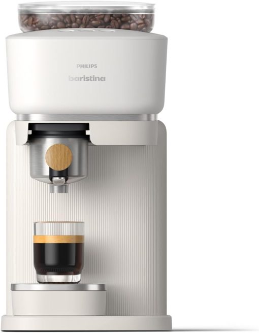 Philips Baristina Machine à expresso - Un véritable expresso, en toute simplicité - Compacte - 16 bars de pression - Broyeur intégré - Machine blanche avec porte-filtre blanc (BAR300/00) - Image 8