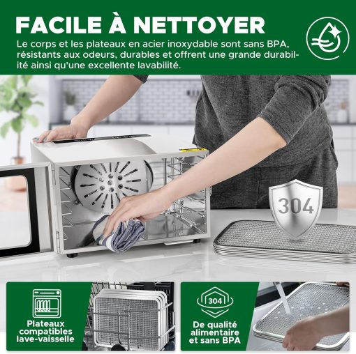 Kwasyo Food Dehydrator, 10 Trays ? Desiccator with Timer (24H) ? Fruit and Vegetable Dehydrator Adjustable Temperature (30 to 90°C) + 1 x Recipe Book - Image 14