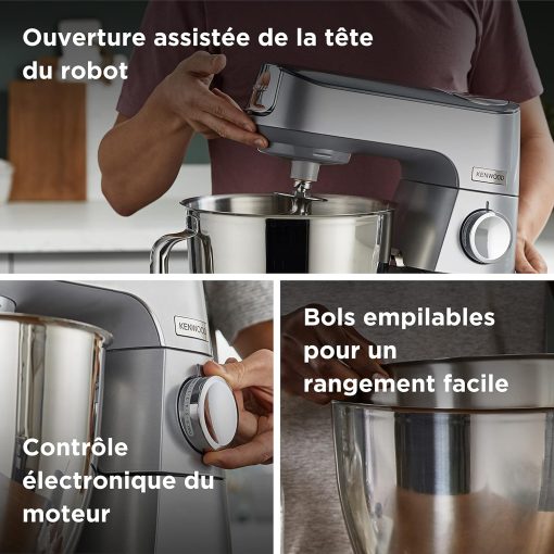 Kenwood Titanium Chef Baker KVC65.001WH, Pastry Robot with Integrated Scales, Including 3-Piece Pastry Set, Spatula & Splash Protection, 1200 W, White - Image 7