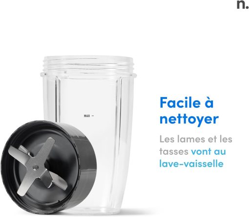 Nutribullet Pro 1200, Blender électrique, Broyeur, Smoothie Blender, Blender multifonctions, puissance 1200w, verres 700ml et 900ml, noir, NB120MB - Image 15