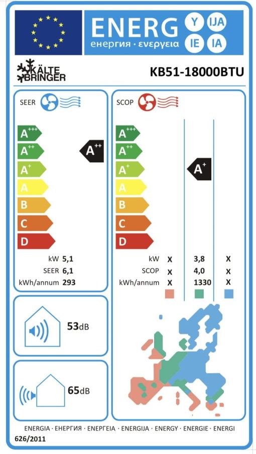 K?ltebringer Climatiseur Split - 18000 BTU (5,1 kW) - Avec fonction chauffage, WiFi et App - très silencieux & économe en énergie - kit complet, 5m conduite de frigorigène, R32, matériel de montage - Image 14