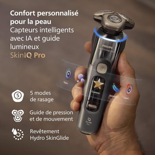 Philips Rasoir i9000 Prestige Ultra, Rasoir électrique 100% étanche, Technologie Skin IQ Pro, Système Triple Lift & Cut, Lames de précision NanoTech rotatives 360°, 5 modes de rasage, XP9401/38 - Image 23