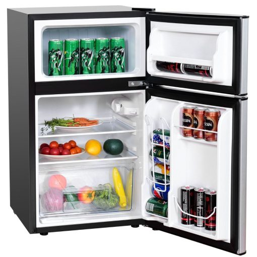 Réfrigérateur Compact Mini-réfrigérateur 90 L Congélateur Séparé avec Design à 2 Portes Fonctionnement Silencieux Blanc/Gris/Noir - Image 9