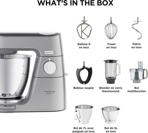Kenwood Titanium Chef Baker KVC65.001WH, Pastry Robot with Integrated Scales, Including 3-Piece Pastry Set, Spatula & Splash Protection, 1200 W, White - Image 25