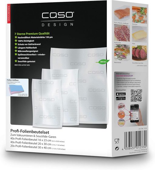 Caso FastVac 500, Professional Commercial Vacuum Sealer, Stainless Steel, Double Piston Pump, 15 Litres/Minute, Includes 2 Free Foil Rolls - Image 15