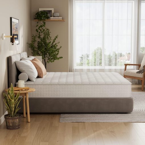 Vesgantti Matelas hybride européen 80 x 200 cm avec mousse à mémoire de forme respirante et ressorts ensachés individuels, fermeté moyenne, blanc - Image 5