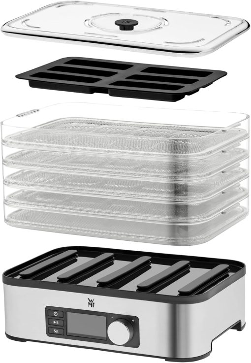 WMF KITCHENminis Dehydrator, 400 W, Stainless Steel, 5 Trays BPA Free, Programmable Dried Fruits, Vegetables, Dehydrated Mushrooms, Cereal Bars, Cromargan 0415250011 - Image 3