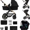 Kinderkraft MOOV2 Poussette 3 en 1, Système de voyage de la naissance à 27 kg, Siège auto Mink PRO I-Size inclus, Capote extensible avec filtre UPF50+, Accessoires pratiques, Gris