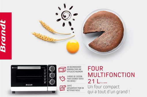 BRANDT FC215MB - Mini four - 21L - Multifonction - 5 positions de cuisson - Porte double vitre - Cavité anti-adhésive - Accessoires : lèchefrites, grille, pince pour récupérer les plats - 1380W - Noir - Image 17