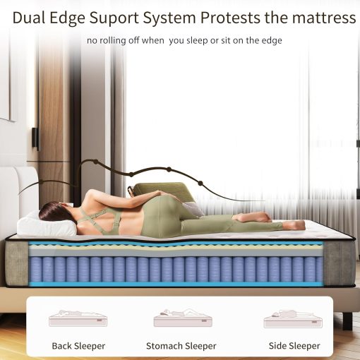 Matoresu Double Mattress 160 x 190 cm Memory Foam Height 25 cm Medium Rigid H3 Ergonomic 7 Zone Cold Foam Comfortable Breathable Fabric Cover - Image 21