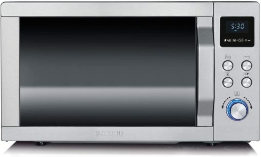 SEVERIN Four à micro-ondes 30 L, 2 500 W, avec fonction gril et chaleur tournante, avec 5 niveaux de puissance, 10 programmes automatiques, Inox/Noir, MW 7775 - Image 3