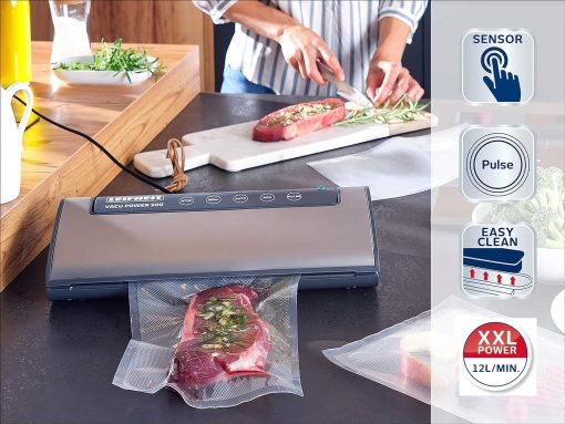 Leifheit Machine de mise sous vide alimentaire Vacu Power 500, appareil pour emballage sous vide + 10 sacs sous vide alimentaire (20 x 30 cm) - Image 6
